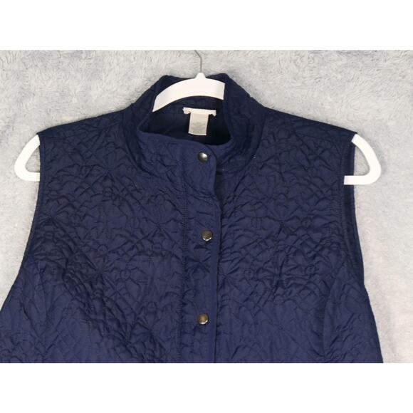Zenergy By Chico's Vest Womens 2 Or Large Blue Quilted Zip Snap Mock Neck Lined - Picture 3 of 13